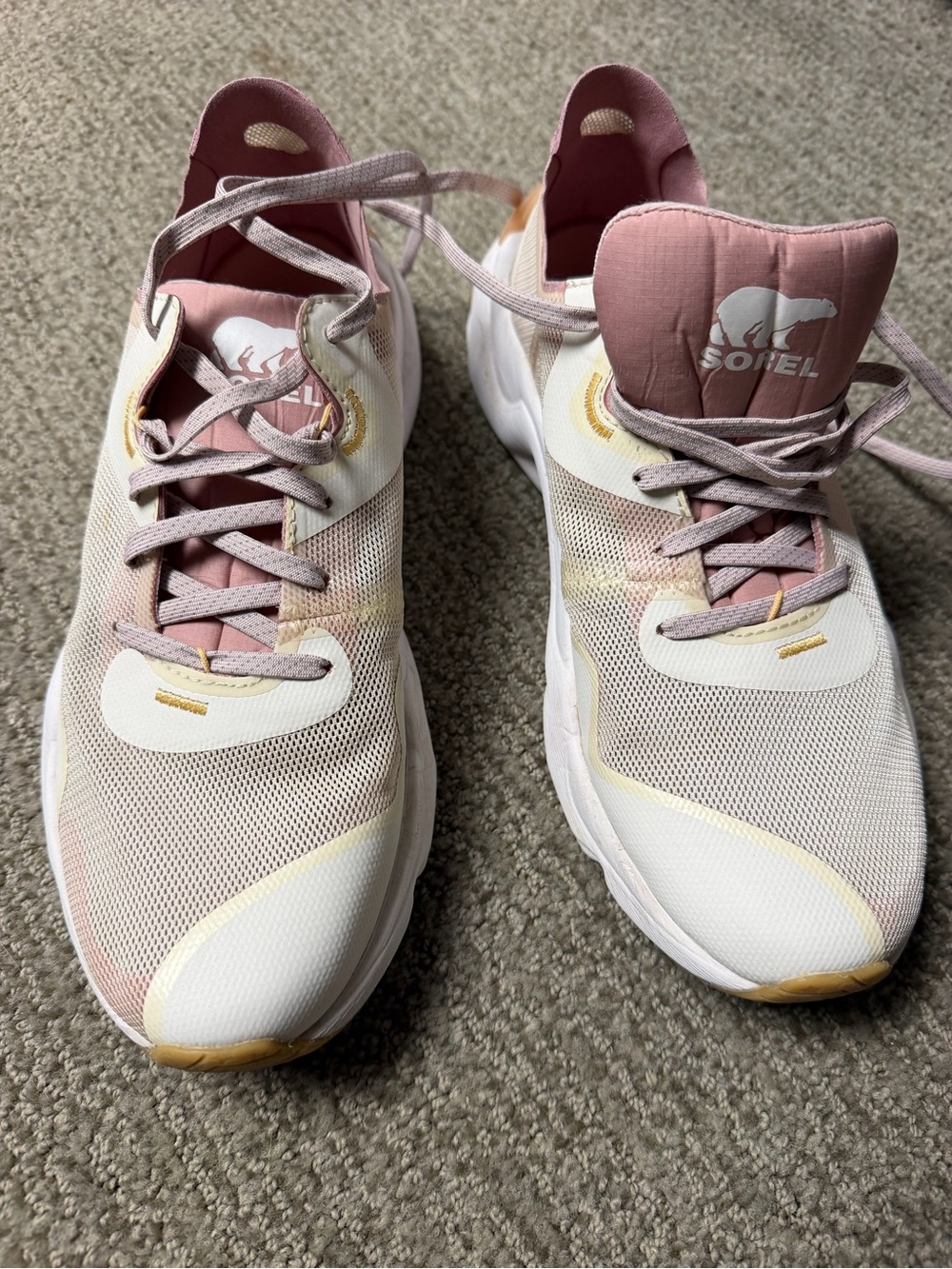 Sorel Women's Pink and White Athletic Lace-Up Sneakers